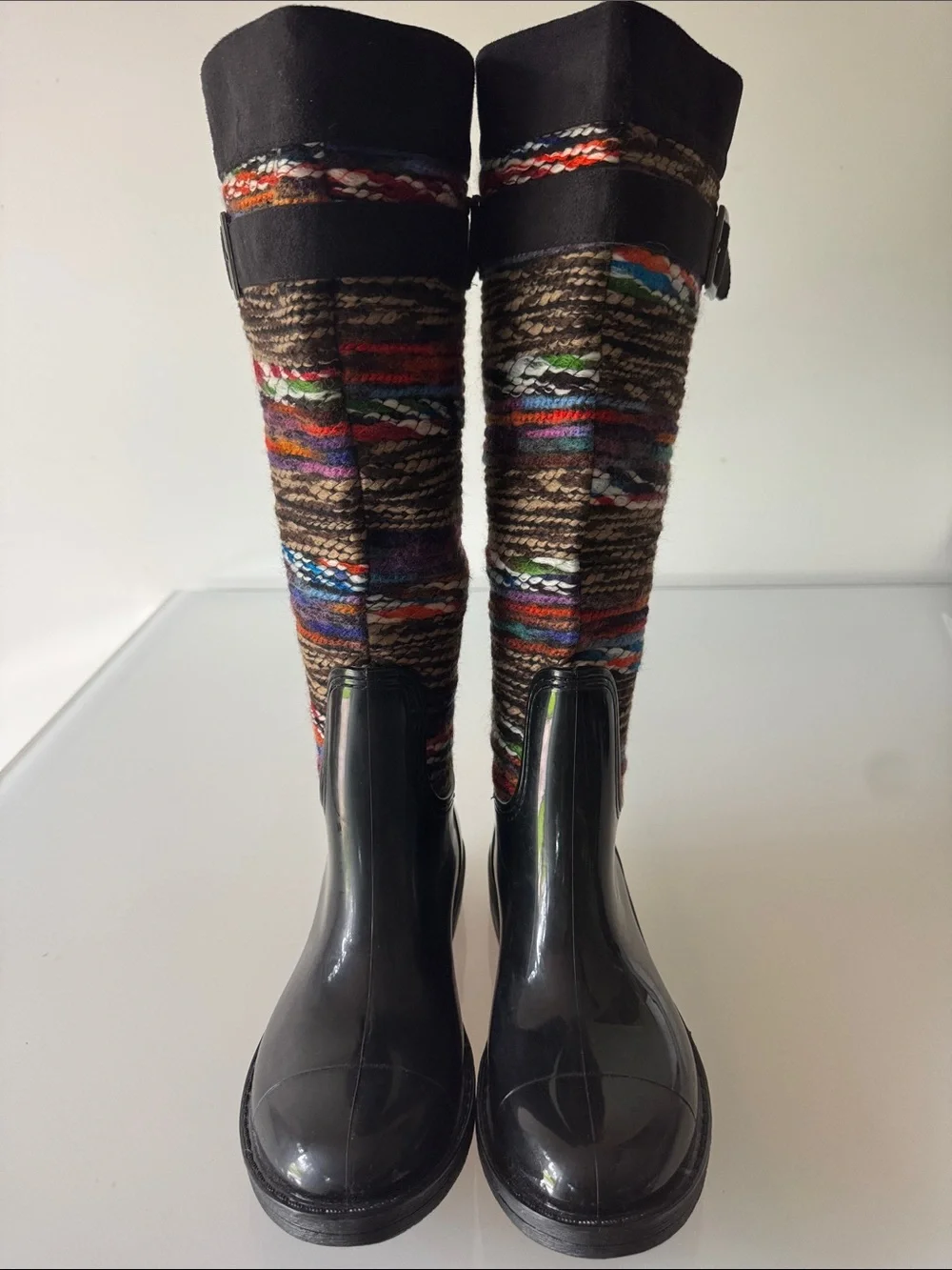 Nomad Chopper Multicolor Knit Rain Boots Size 9